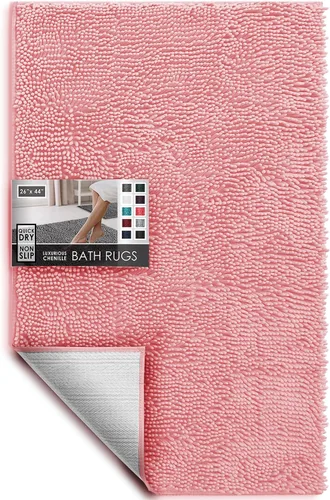 Miniatura 127 de Hearth & Harbor Alfombras de baño, tapete de baño de chenilla - Alfombras de baño lavables a máquina para baño con respaldo antideslizante de goma