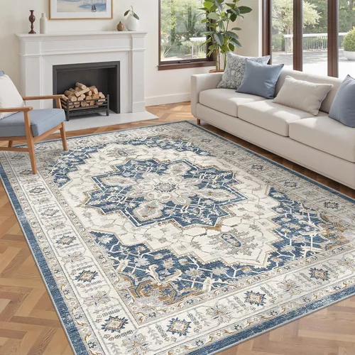 Miniatura 48 de befbee Alfombras de 6x9 pulgadas para sala de estar - Alfombras lavables a máquina resistentes a las manchas para dormitorio, alfombra de área