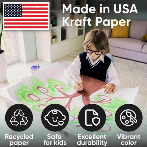Miniatura 4 de Juego de rollos de papel kraft blanco y negro de 12 x 1200 pulgadas (100 pies), grosor de 45 libras, fabricado en los Estados Unidos, ideal