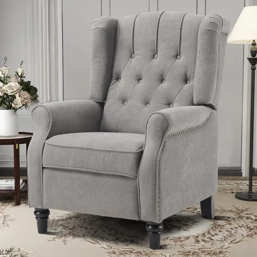 Miniatura 11 de EBELLO Silla reclinable con respaldo, sillón de tela con respaldo y decoración de remaches, sillón acentuado de estilo mitad de siglo con respaldo