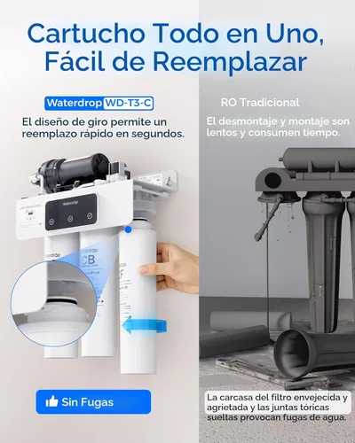 Miniatura 8 de Waterdrop WD-T3-C - Filtro de agua de ósmosis inversa, Certificado NSF/ANSI 372, Filtro de agua RO de 8 etapas debajo del fregadero, Sistema