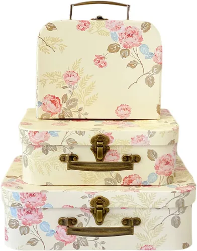 Miniatura 8 de Juego de 3 maletas de cartón decorativas, compatibles con organizador de almacenamiento Barbie, ropa de muñeca, juguetes, fotos, accesorios, Puntos