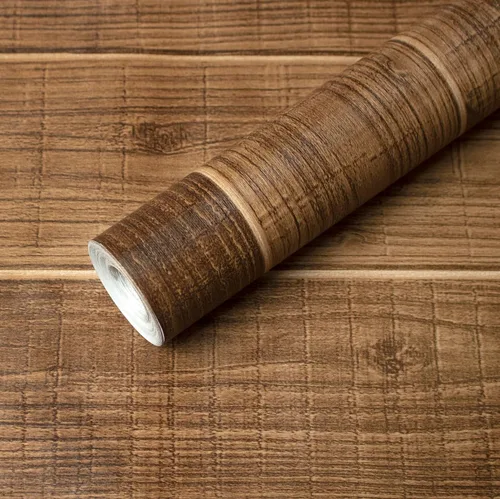Hopeak Papel pintado de madera sintética, papel pintado decorativo autoadhesivo para pelar y pegar, extraíble, de vinilo, 17.5 x 118 pulgadas,