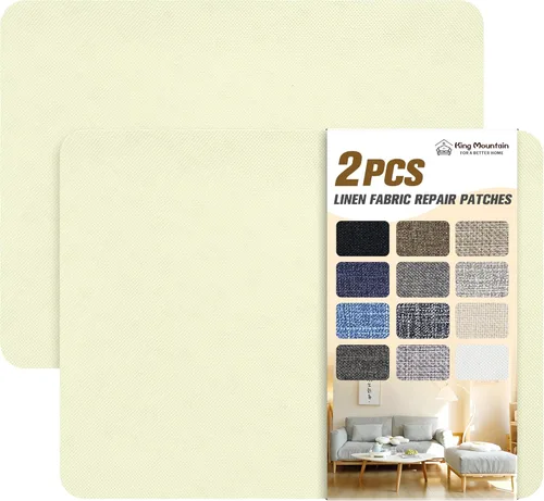 Miniatura 10 de KING MOUNTAIN Parches de reparación de lino fino, tela autoadhesiva, 8 x 11 pulgadas, 2 unidades, multicolor, para sofá de lino (beige)
