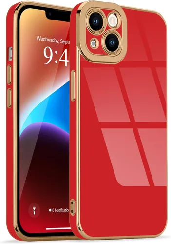 Miniatura 19 de Lafunda Diseñada para iPhone 13 Pro, fundas lujosas con chapado lindo para mujeres y niñas, elegante borde dorado, a prueba de golpes, TPU con funda