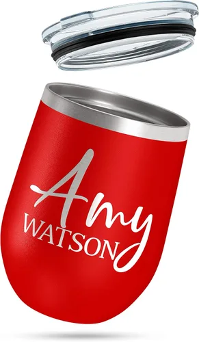 Miniatura 5 de Regalos para el Día de la Madre para mamá, vaso de vino personalizado con tapa, 12 onzas, negro, regalos personalizados para mujeres, vasos aislados