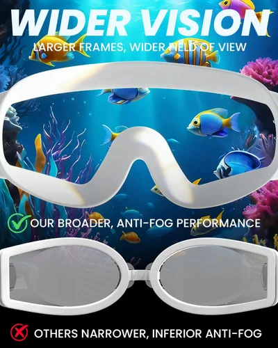 Miniatura 4 de Paquete de 2 gafas de natación para adultos, hombres y mujeres, protección UV antivaho sin fugas, visión amplia de 180°, visión clara, gafas