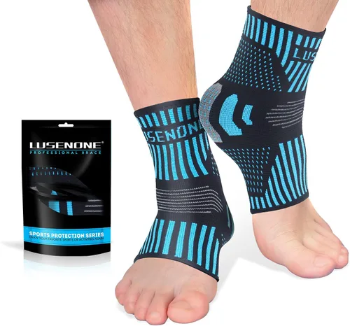 Miniatura 10 de Lusenone Tobillera de cobre para hombres y mujeres (par), los mejores calcetines de compresión de tobillo para fascitis plantar, esguince