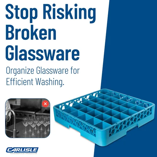 Miniatura 6 de Carlisle FoodService Products RG3614 OptiClean - Estante de vidrio con 36 compartimentos, compartimentos de 2.94 pulgadas, color azul (paquete de 6)