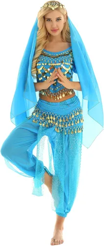 Miniatura 9 de TiaoBug Women's Belly Dancer India Dance Outfit Halloween Carnival Performance Costume