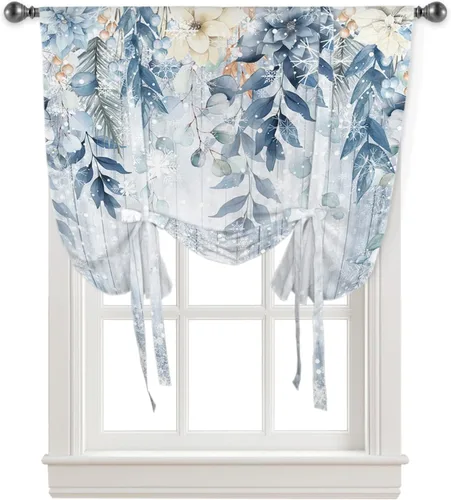 Miniatura 11 de Cortinas de globo de Navidad de Papá Noel rosa para ventanas, paneles de dormitorio de árbol de Navidad de 54 pulgadas de largo, con aislamiento