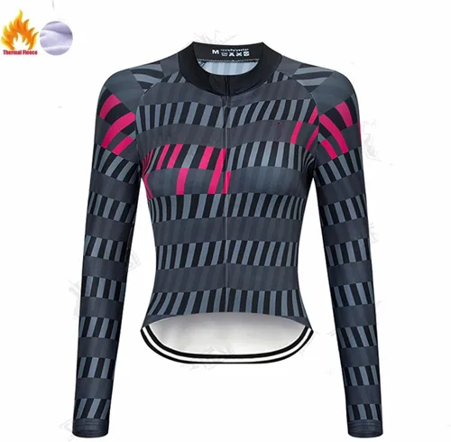 Miniatura 7 de Ciclismo Invierno Chaqueta Bicicletas Manga Larga Cálido Tops Mujer Al Aire Libre Polar Jersey MTB Road Bike Ropa Deportiva