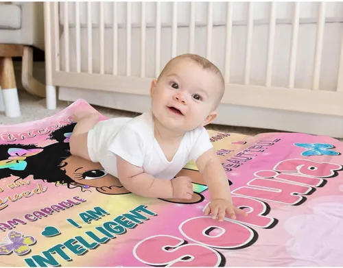 Miniatura 6 de D-Story Mantas personalizadas, mantas personalizadas con nombre, manta americana, manta africana para niña, mantas personalizadas para niños