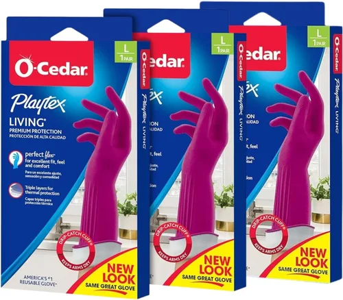 Miniatura 18 de Guantes de limpieza de goma reutilizables Playtex Living (Medianos, 12 pares), guantes reutilizables para el hogar con protección premium