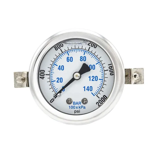 Miniatura 16 de PIC Gauges 203L-204A Manómetro relleno de glicerina con abrazadera en U con carcasa SS/bisel, internos de latón, lente de PC, dial de 2 pulgadas