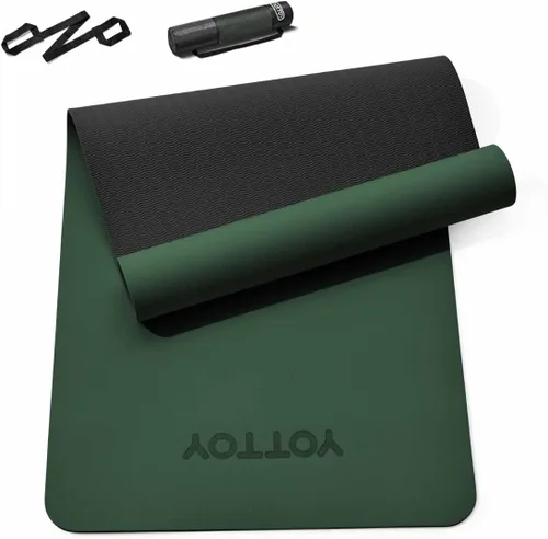 Miniatura 10 de Esterilla de yoga, esterilla de ejercicios antideslizante de TPE (1/4 pulgada) para pilates, fitness y entrenamientos a pie descalzo, esterilla