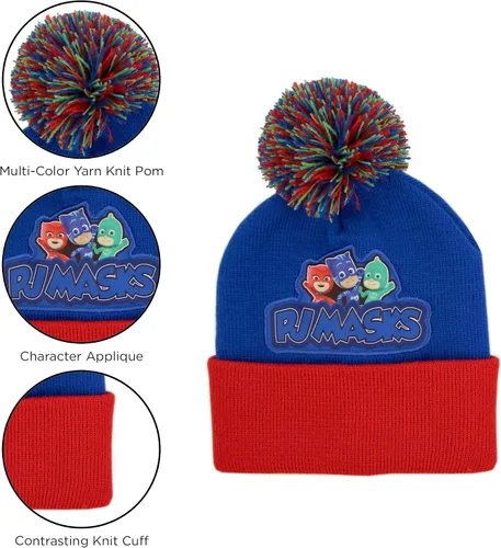 Miniatura 10 de PJ Masks Conjunto de gorro y mitones de invierno para niños, gorro para niños pequeños
