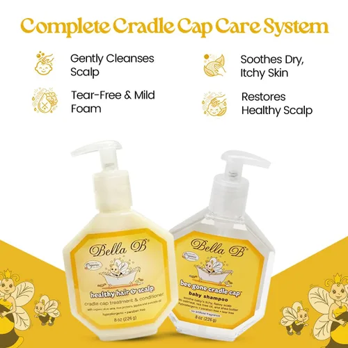 Miniatura 6 de BELLA B Bundle Bee Gone Cradle Cap Champú y cabello saludable para el cuero cabelludo Cradle Cap Tratamiento y acondicionador de 8 onzas, kit