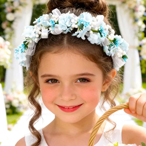 Miniatura 2 de Campsis Diadema de flores azules, tocado floral para niñas