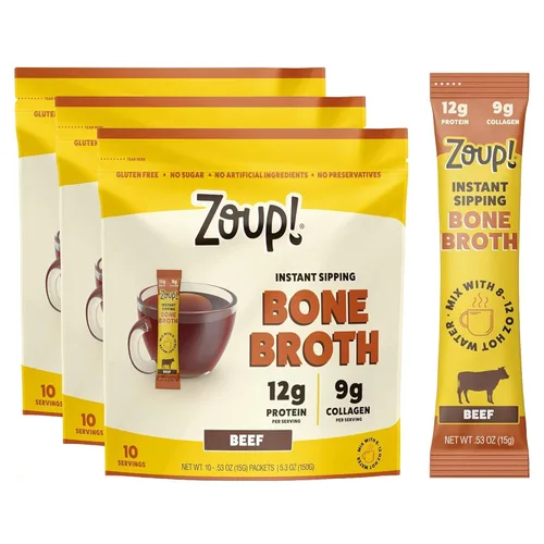 Miniatura 11 de Zoup! Mezcla de caldo de hueso para beber instantáneamente, apto para paleo y cetogénico, con 0.44 onzas de proteína, sin OMG, paquete de proteína