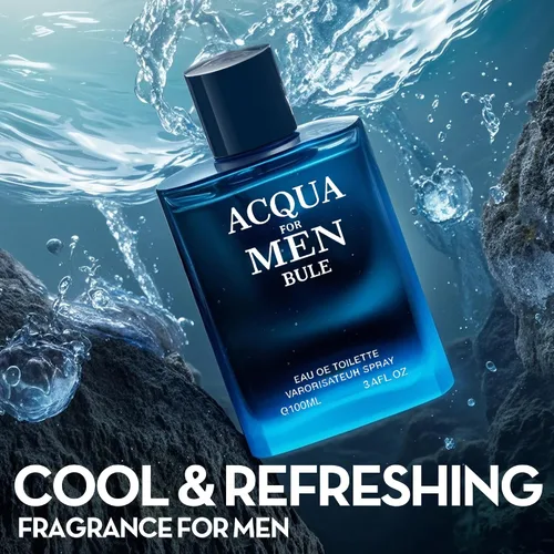 Miniatura 3 de Acqua for Blue Colonia para Hombres 3.4 Fl Oz Eau De Toilette en Aerosol Colonia Masculina de Larga Duración con Notas de Mandarina, Lavanda, Madera
