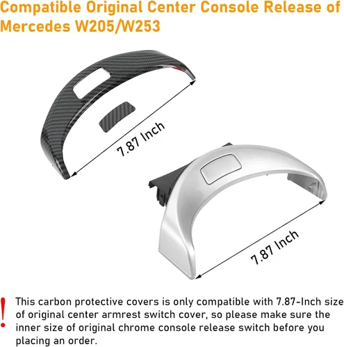 Miniatura 3 de TTCR-II Compatible con protector de liberación de consola central Mercedes Benz, botón de interruptor de reposabrazos central, cubierta de carbono