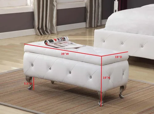 Miniatura 3 de Kings Brand Furniture - Banca de diseño, tapizado, con nudos, con espacio para almacenamiento, estilo Otomano., Tela, Negro