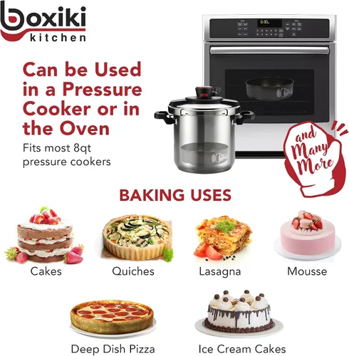 Miniatura 4 de Boxiki Kitchen Juego de horneado de lujo: molde cuadrado de silicona antiadherente de 8 x 8 pulgadas con marco de acero + molde antiadherente
