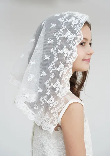 Miniatura 4 de Pestañas Encaje Vintage Floral Encaje Bufanda Encaje Capilla Velo Mantilla Infinity Latin Mass S04