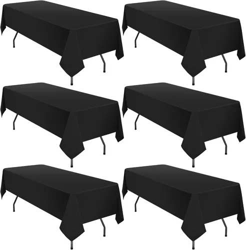 Miniatura 11 de YMHPRIDE Paquete de 6 manteles de poliéster color azul real, 60 x 102 pulgadas, rectangulares, resistentes a las arrugas, lavables a máquina