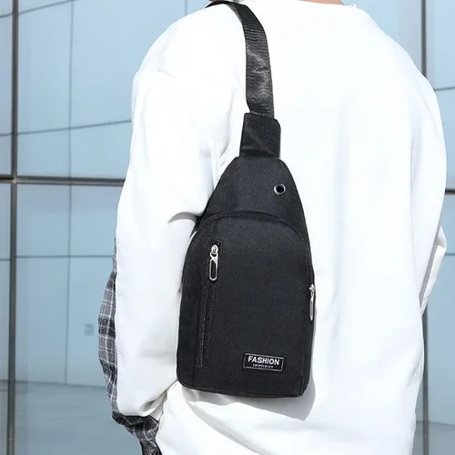 Miniatura 3 de Pequeña bolsa cruzada para el pecho, bolso con correa, mochila de senderismo para hombres y mujeres con agujero para auriculares