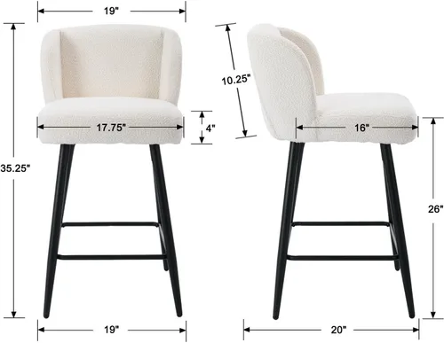 Miniatura 2 de RIVOVA Taburetes de bar de 26 pulgadas de altura de mostrador con respaldo, juego de 2 taburetes de bar modernos para encimera de cocina, taburetes