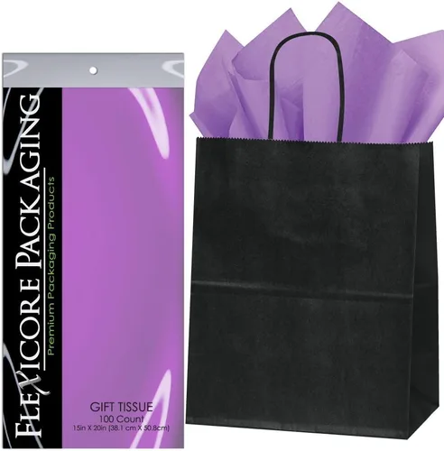 Miniatura 7 de Flexicore Packaging® Bolsas de regalo de papel kraft negro de 8 x 4.75 x 10.25 pulgadas + papel de seda de regalo (azul rey, 5 bolsas)