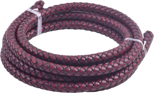 Miniatura 5 de KONMAY 2 yardas 8.0mm Cordón redondo de cuero trenzado auténtico marrón antiguo para corbata de bolo