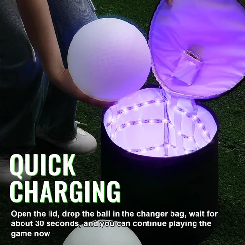 Miniatura 4 de Hiboom Cargador de luz UV, bolsa de recarga LED grande para brillar en la oscuridad, Kickball Dodgeball fútbol, fútbol, baloncesto, voleibol
