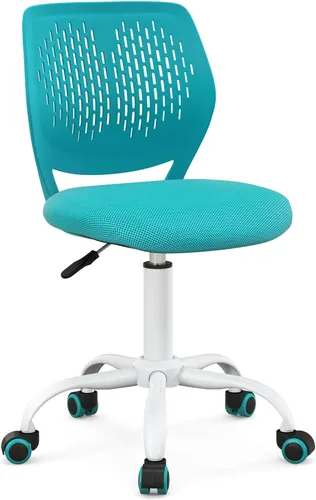 Miniatura 11 de Topment - Silla giratoria de escritorio de oficina, silla pequeña sin brazos con respaldo hueco, asiento de malla tapizado, construcción resistente