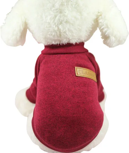 Miniatura 17 de Suéter de punto clásico para perros y mascotas, cálido para invierno, abrigo para mascotas, suéter suave para perros pequeños (XS, marrón)