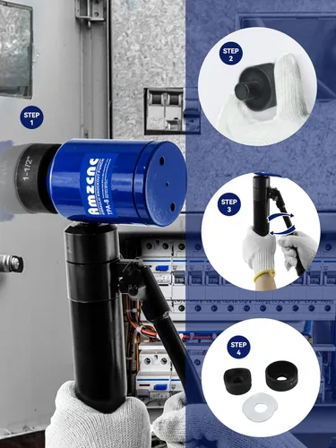Miniatura 4 de AMZCNC Kit de Punzón Hidráulico para Perforar Agujeros de 1/2 a 2 pulgadas, Juego de Cortador de Orificios para Conducto Eléctrico, Kit