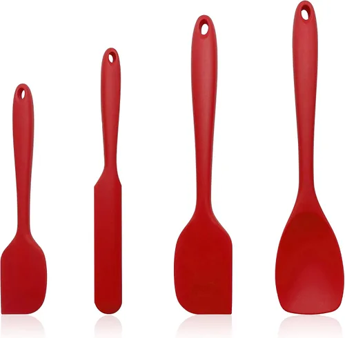 Juego de espátulas de silicona, juego de utensilios de cocina de goma, 4 piezas, resistentes al calor, espátulas giratorias sin costuras para