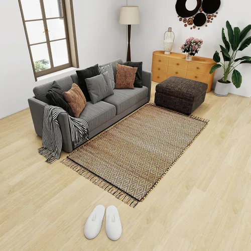 Miniatura 12 de Eco Crave Alfombra de pasillo de yute de 2,6 x 8 pies – Alfombra de diseño geométrico 100% natural de yute trenzada a mano, alfombra de acento