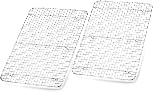 Foraineam Paquete de 2 estantes de enfriamiento de acero inoxidable, estante grande para hornear de 11.5 x 16.5 pulgadas, se adapta a bandejas de