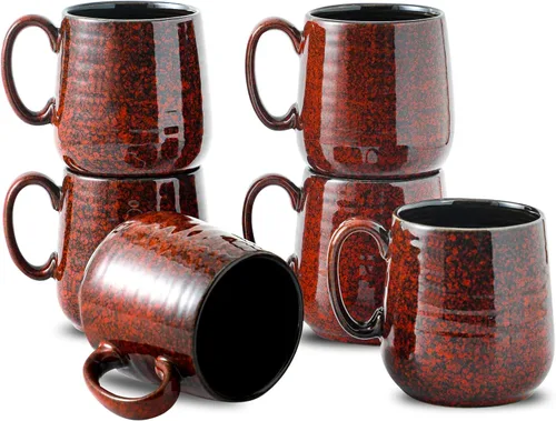 Tazas de café Hasense 8 oz, juego de 6 tazas pequeñas de cerámica para expreso, tazas mini con asa para café, té y cacao, tazas modernas para regalo