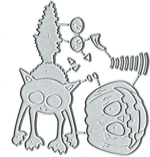 Miniatura 2 de Suds&WH Encantadores troquelados de metal de calabaza de gato, plantillas de corte de tarjetas de calabaza de Halloween, álbum de recortes, álbum