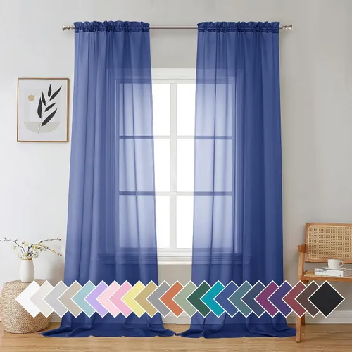 Miniatura 143 de Aiyufeng 2 paneles de cenefa transparente negra de 14 pulgadas de largo, cortinas cortas negras transparentes para dormitorio, cortinas de cocina