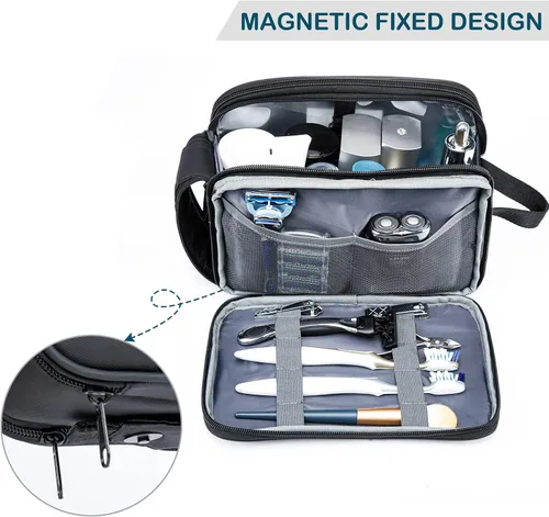 Miniatura 3 de BAGSPRITE Neceser para Hombres y Mujeres, Bolsa de Viaje con Gancho para Colgar, Bolsa de Cosméticos Resistente al Agua, Organizador de Kit de Negro