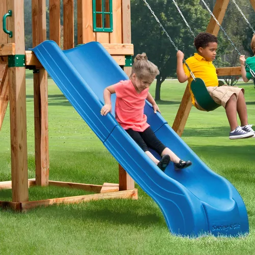 Miniatura 4 de Swing'n'Slide NE 4701 Tobogán Summit de 2 piezas, Resbaladilla de plástico con forma de cuchara para plataformas de 1.2 m, color azul