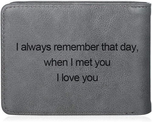 Miniatura 22 de Carteras personalizadas para hombres, cartera personalizada para hombre con imagen grabada y nombre, billetera delgada de cuero plegable, regalos