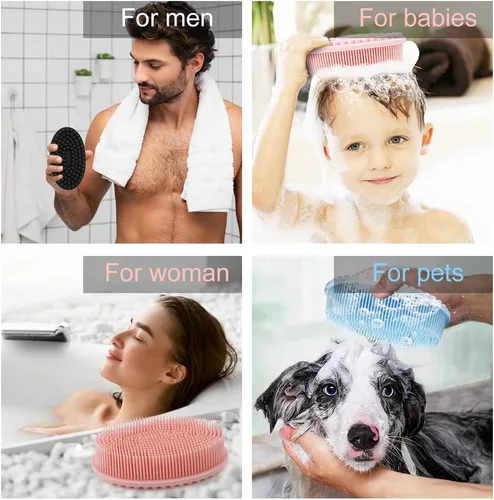 Miniatura 7 de Paquete de 3 unidades de esponja de silicona suave, exfoliante corporal de silicona suave, cepillo corporal de silicona para baño y ducha