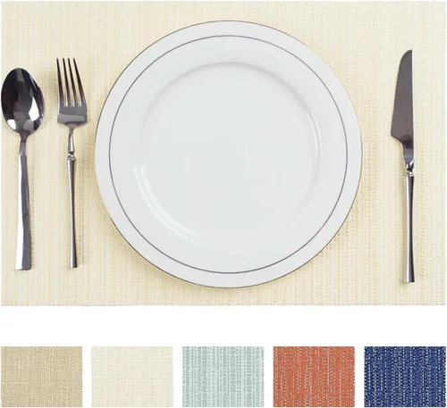 Miniatura 21 de AHHFSMEI Manteles individuales para mesa de comedor, juego de 4, manteles individuales de vinilo tejido de plástico, antideslizantes, aislamiento
