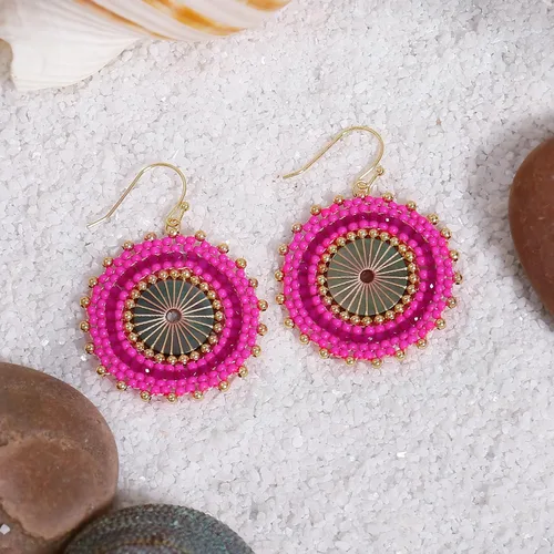Miniatura 4 de Aretes de cuentas coloridos para mujer, aretes de cuentas hechos a mano para playa de verano, aretes bohemios para niñas